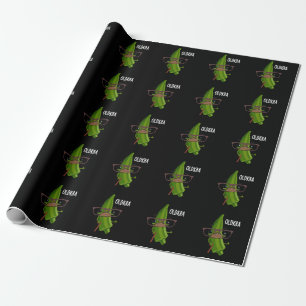 Old-kra Funny Okra Pun Dark BG Cadeaupapier