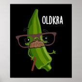 Old-kra Funny Okra Pun Dark BG Poster (Voorkant)