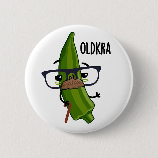Old-kra Funny Okra Pun Ronde Button 5,7 Cm (Voorkant)