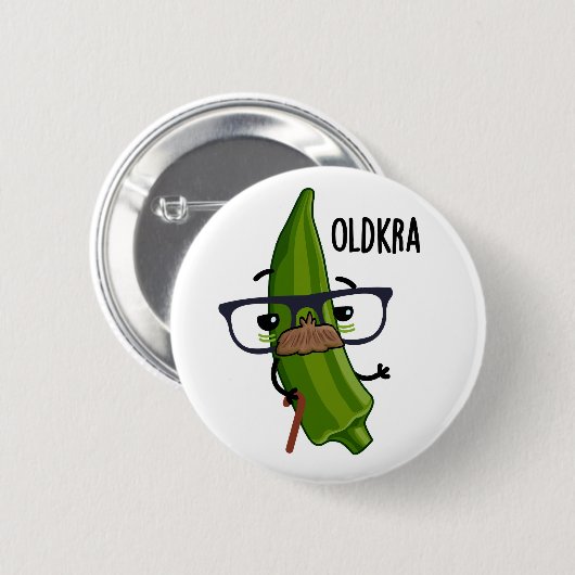 Old-kra Funny Okra Pun Ronde Button 5,7 Cm (Voorkant /achterkant)