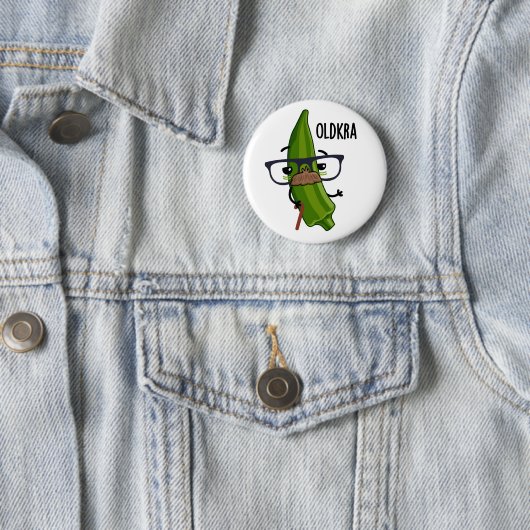 Old-kra Funny Okra Pun Ronde Button 5,7 Cm (In situ)