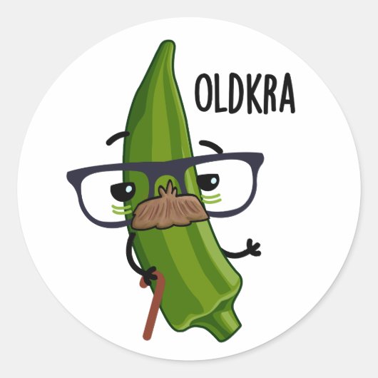 Old-kra Funny Okra Pun Ronde Sticker (Voorkant)