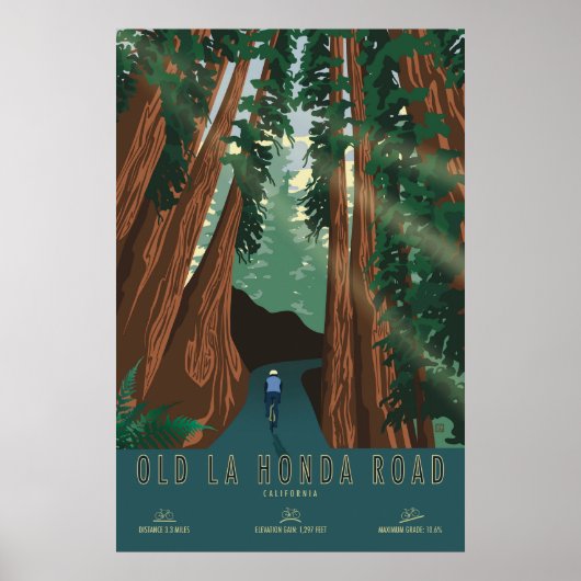 Old La Honda Road Cycling Poster (Voorkant)