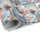 Old Lady Cooling Off In Front of a Retro Fan Cadeaupapier (Rol Hoek)