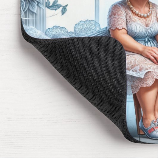 Old Lady Cooling Off In Front of an Old Fan Muismat (Hoek)