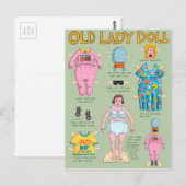 Old Lady Paper Doll. Briefkaart (Voorkant / Achterkant)