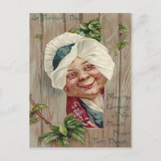 Old Lady Smile Shamrock Fence Bonnet Briefkaart (Voorkant)