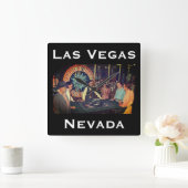  Old Las Vegas, Nevada Casino Scene Vierkante Klok (Huis)