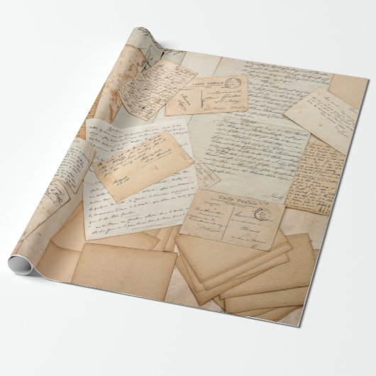 Old letters, handwritings, vintards postcards, e cadeaupapier (Uitgerold)