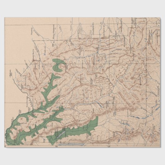 Old Lewis and Clark National Forest Map (1900) Cadeaupapier (Vlak)