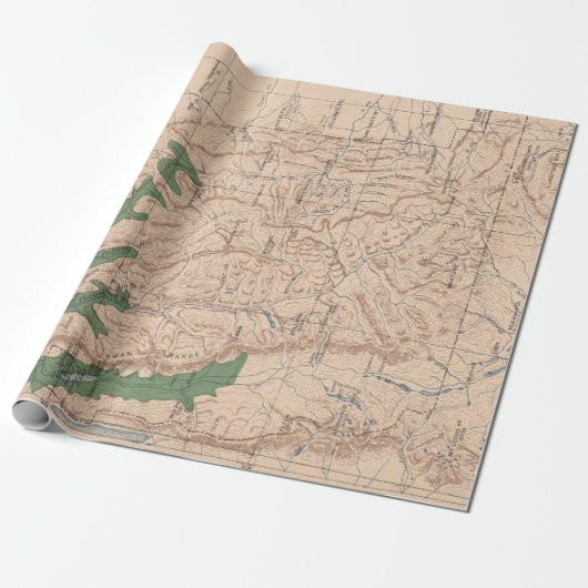 Old Lewis and Clark National Forest Map (1900) Cadeaupapier (Uitgerold)