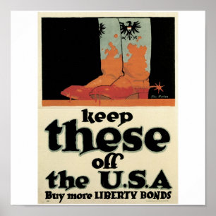 Old "Liberty Bonds" US War Poster c. 1918