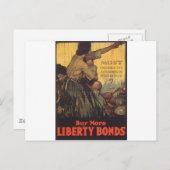 Old "Liberty Bonds" US War Poster c. 1918 Briefkaart (Voorkant / Achterkant)
