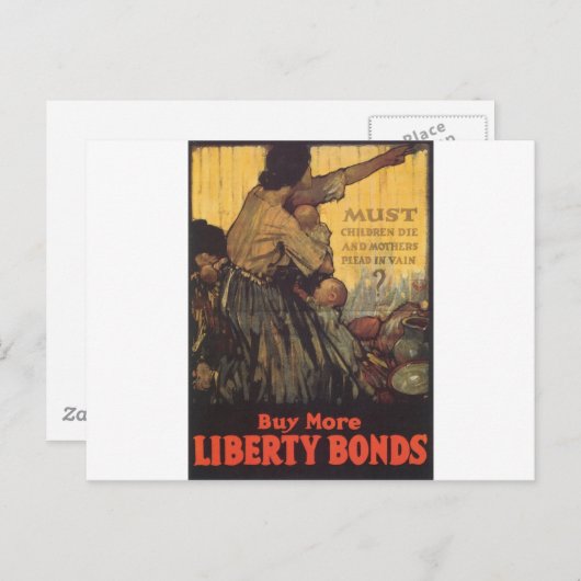 Old "Liberty Bonds" US War Poster c. 1918 Briefkaart (Voorkant / Achterkant)