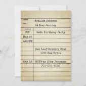 Old Library Card 94th Birthday Party Kaart (Voorkant)