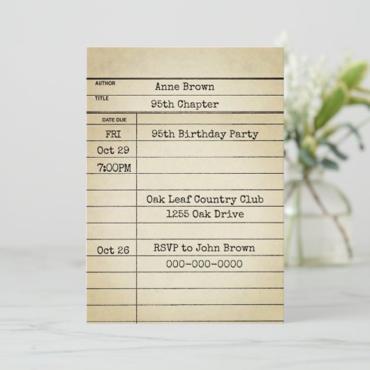 Old Library Kaart 95th Birthday Party (Staand voorkant)