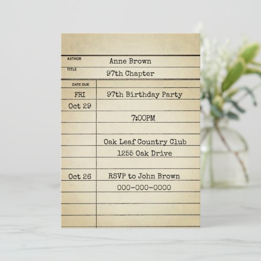 Old Library Kaart 97th Birthday Party (Staand voorkant)