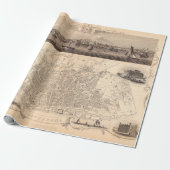 Old Liverpool England Map (1851) UK City Cadeaupapier (Uitgerold)