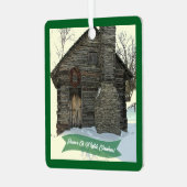 "OLD LOG CABIN IN SNOW" CHRISTMAS ORNAMENT (Voorkant links)