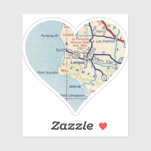 Old Lompoc California Map Sticker (Vel)