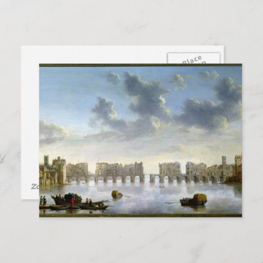 Old London Bridge (olie), c.1630 Briefkaart (Voorkant / Achterkant)