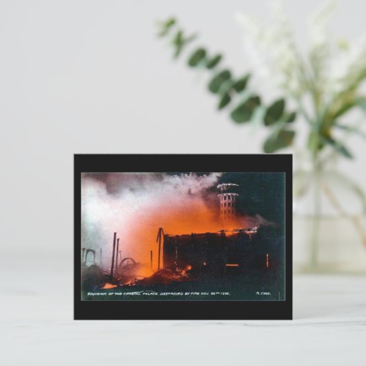 Old London Briefkaart - Crystal Palace Fire 1936 (Staand voorkant)