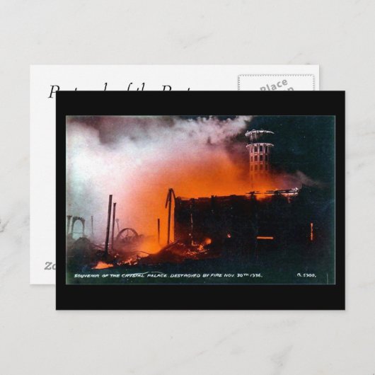 Old London Briefkaart - Crystal Palace Fire 1936 (Voorkant / Achterkant)
