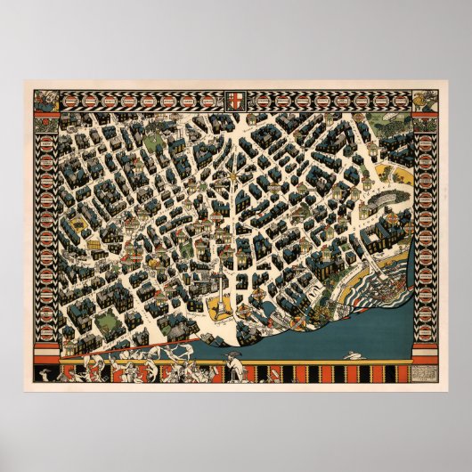 Old London England Map (1915) UK Capital Poster (Voorkant)