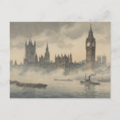 Old London in the Mist Japanese Woodblock Print Briefkaart (Voorkant)