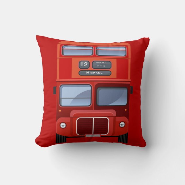 Old London Red Double Decker Bus Pillow Kussen (Voorkant)