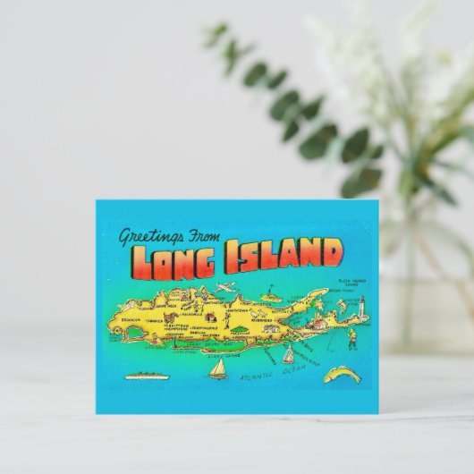 Old Long Island geïllustreerde kaart Briefkaart (Staand voorkant)