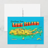 Old Long Island geïllustreerde kaart Briefkaart (Voorkant / Achterkant)