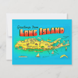 Old Long Island geïllustreerde kaart Briefkaart