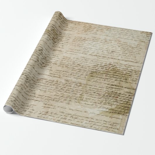 Old Love Letter Wrapping Paper Roll Cadeaupapier (Uitgerold)