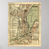 Old Lucerne Zwitserland Map (1887) Poster (Voorkant)