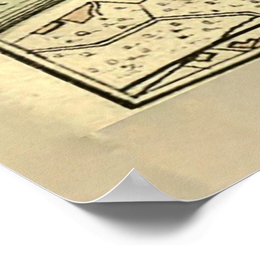 Old Lucerne Zwitserland Map (1887) Poster (Hoek)