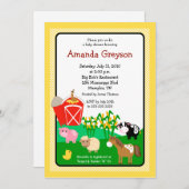 Old MacDonald Barnyard 5x7 Baby shower Invitation Kaart (Voorkant / Achterkant)