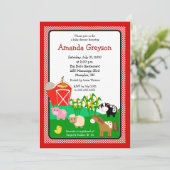 Old MacDonald Barnyard 5x7 Baby shower Invitation Kaart (Staand voorkant)