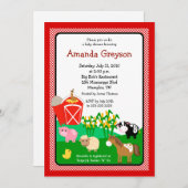 Old MacDonald Barnyard 5x7 Baby shower Invitation Kaart (Voorkant / Achterkant)