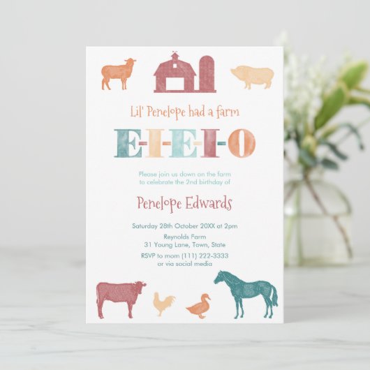 Old MacDonald Birthday Party, Farmyard Petting Zoo Kaart (Staand voorkant)