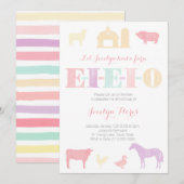 Old MacDonald Birthday Party Invitations, EIO Kaart (Voorkant / Achterkant)