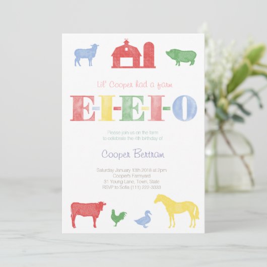 Old MacDonald Birthday, Petting Zoo Party nodigt u Kaart (Staand voorkant)