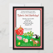 Old MacDonald Boerderij EIO 5x7 Birthday Invitatio Kaart (Voorkant)
