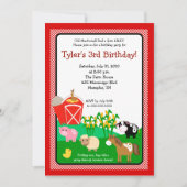 Old MacDonald Boerderij EIO 5x7 Birthday Invitatio Kaart (Voorkant)