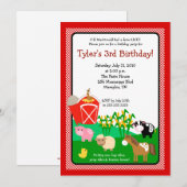 Old MacDonald Boerderij EIO 5x7 Birthday Invitatio Kaart (Voorkant / Achterkant)