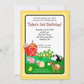 Old MacDonald Boerderij EIO 5x7 Birthday Invitatio Kaart (Voorkant)