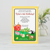 Old MacDonald Boerderij EIO 5x7 Birthday Invitatio Kaart (Staand voorkant)