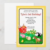 Old MacDonald Boerderij EIO 5x7 Birthday Invitatio Kaart (Voorkant / Achterkant)