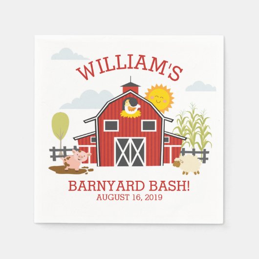 Old MacDonald Boerderij Verjaardagsfeestje Servet (Voorkant)