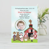 Old MacDonald EIO Boerderij Barnyard Birthday PHOT Kaart (Staand voorkant)